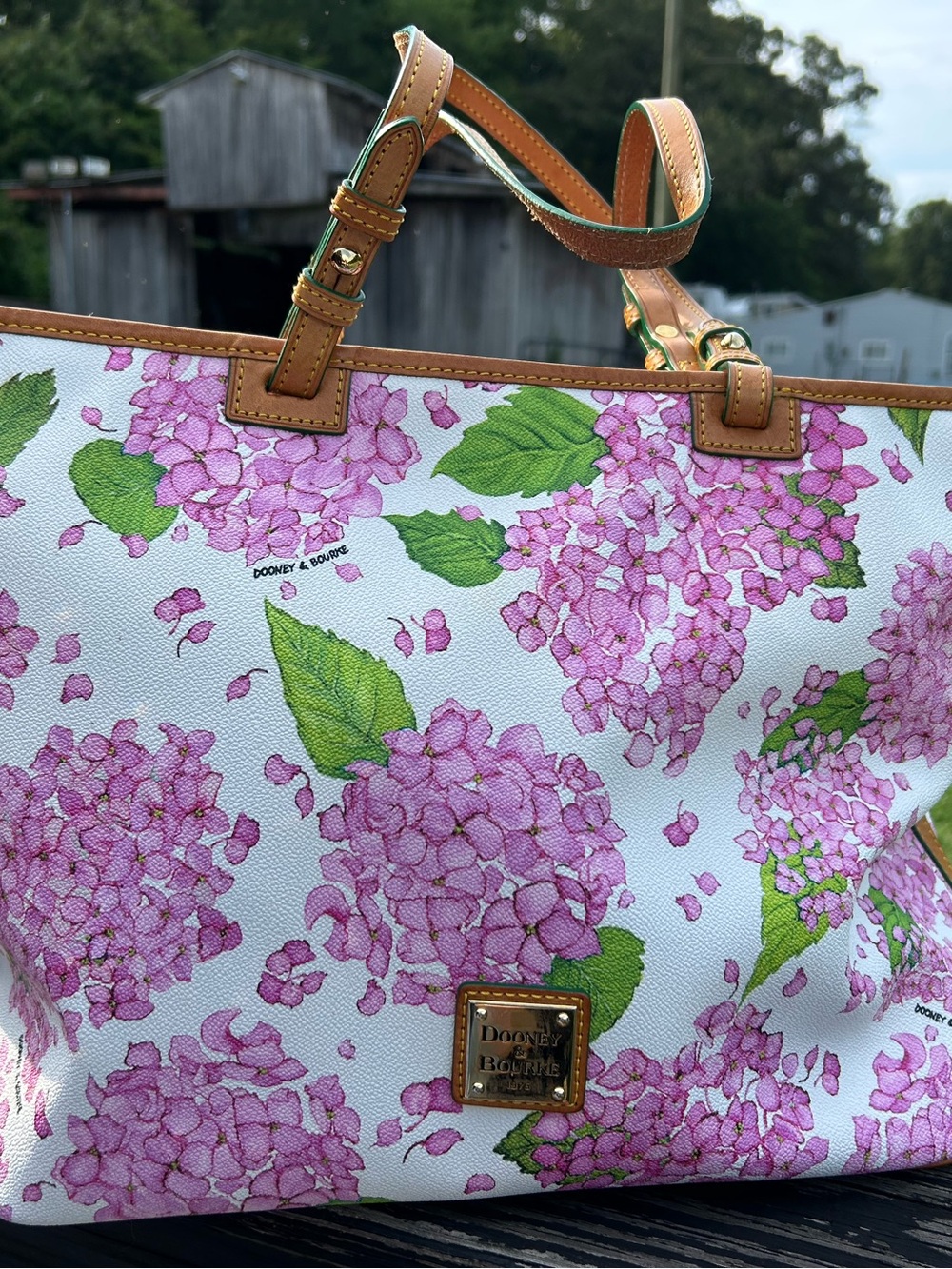 Dooney & Bourke Pink Hydrangea Floral Tote Bag - Picture 4 of 16